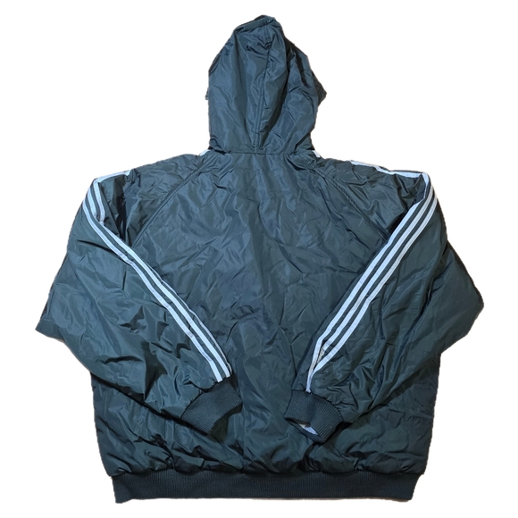 Vtg 90s Y2k Adidas Reversible Sweatshirt Lined Green Grey Heavyweight Jacket 2XL - Picture 4 of 16